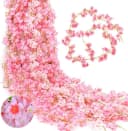 Diwzbyn Künstliche Kirschblütengirlande Rosa 180cm Seidenblumen Deko Bild 2