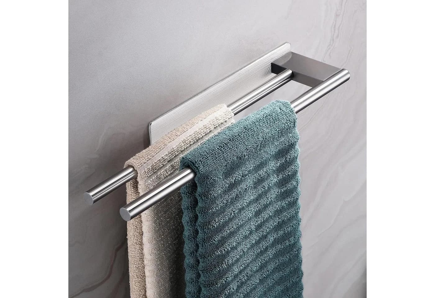 Diwzbyn Handtuchhalter Edelstahl Selbstklebend Doppelstange Silber