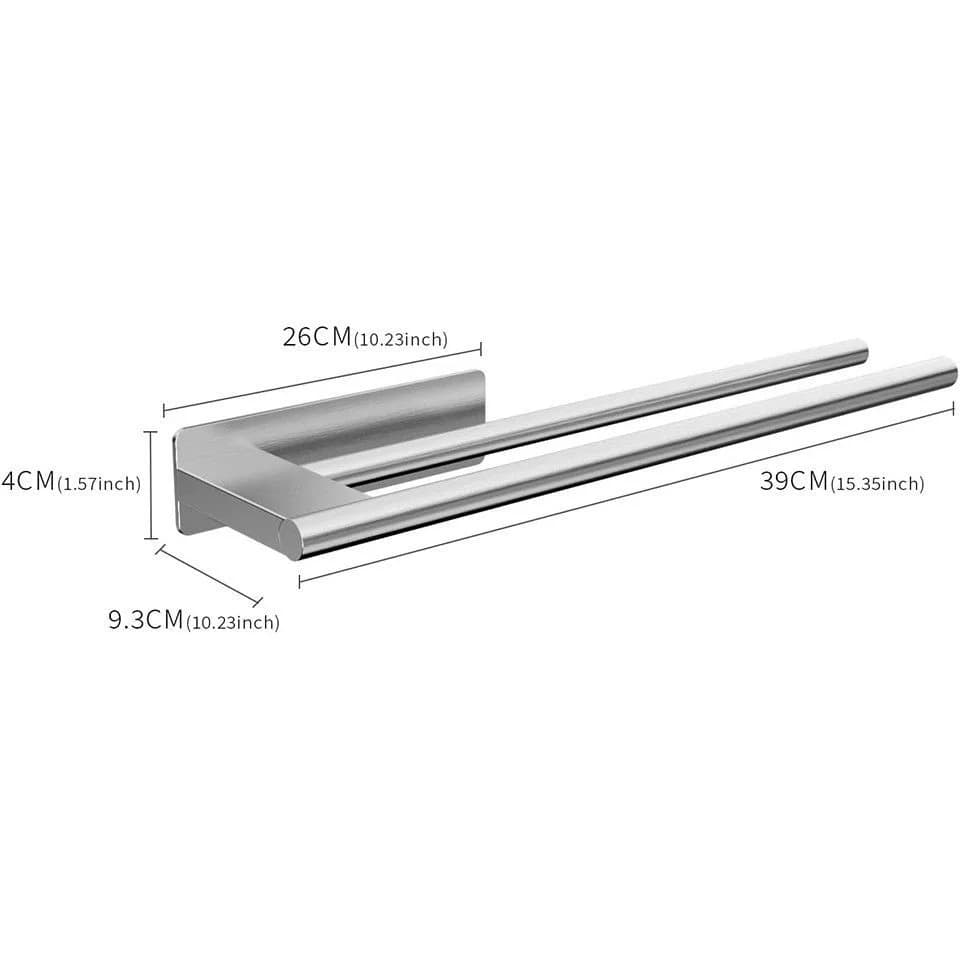 Diwzbyn Handtuchhalter Edelstahl Selbstklebend Doppelstange Silber - Bild 5