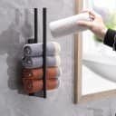 Diwzbyn Handtuchhalter Edelstahl Selbstklebend Schwarz Doppelstange Bild 3