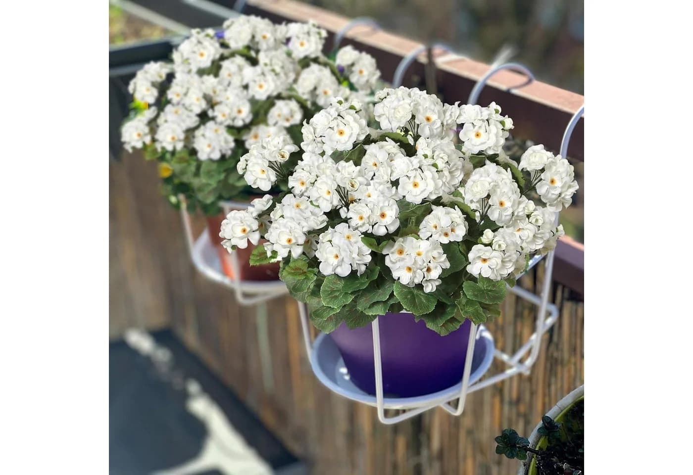Diwzbyn Kunstblumenstrauß Geranien Rot UV-beständig - Bild 3