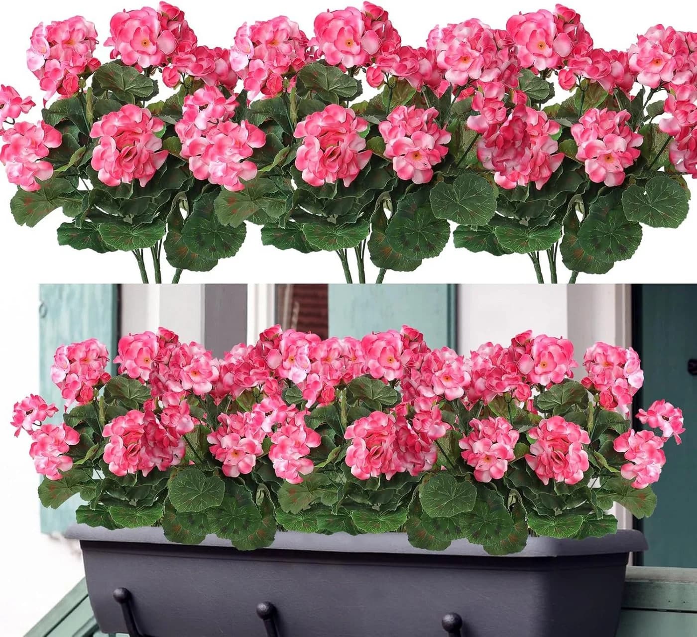 Diwzbyn Kunstblumenstrauß Geranien Rot UV-beständig - Bild 2