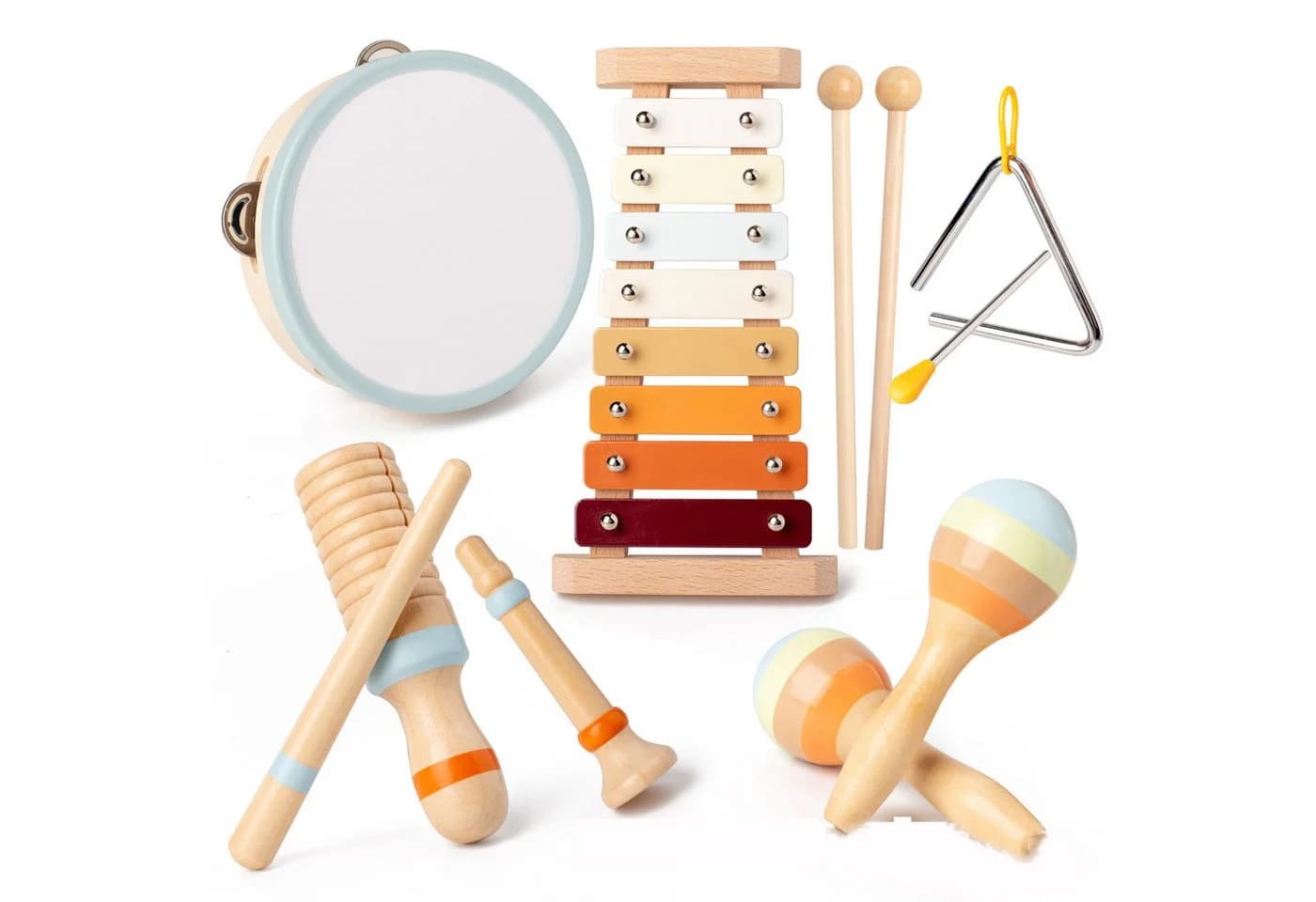 Lzbargon 6-in-1 Musikinstrumenten-Set Montessori Holzspielzeug für Kleinkinder - Bild 2