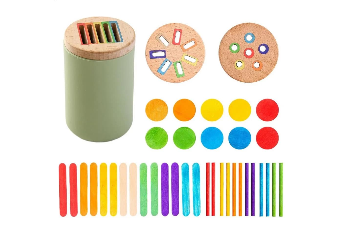 Lzbargon 3-in-1 Montessori Lernspielzeug Holz Sortier & Stapelspielzeug Bunt - Bild 2