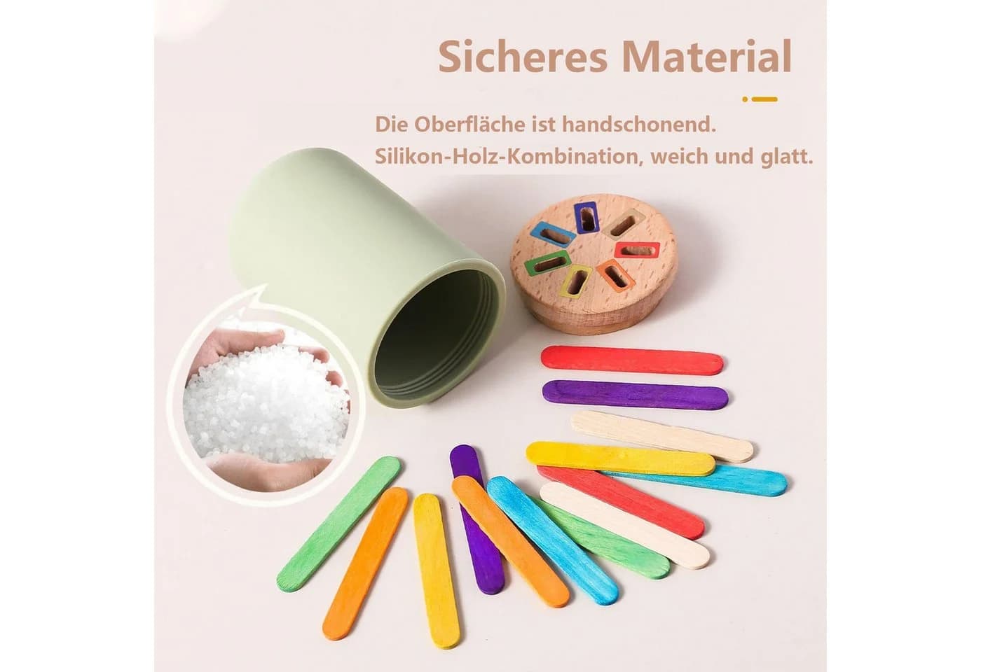 Lzbargon 3-in-1 Montessori Lernspielzeug Holz Sortier & Stapelspielzeug Bunt - Bild 3