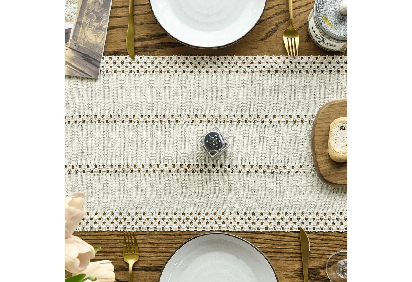 Agger Tischläufer Landhausstil Beige 30x140 cm - Bild 3