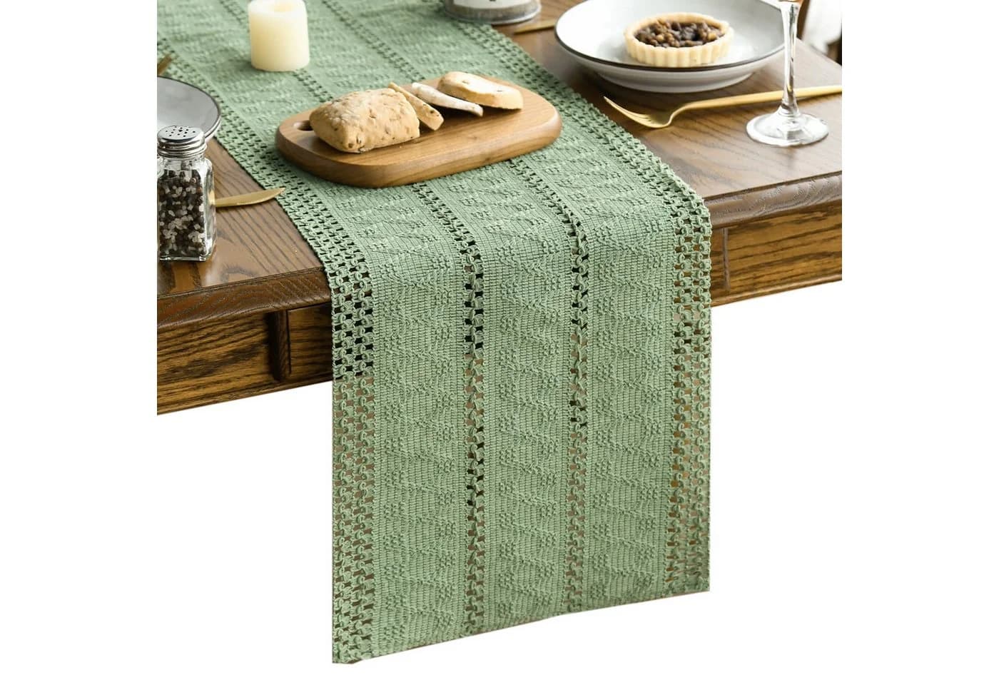 Agger Tischläufer Landhausstil Grün 30x140 cm - Bild 2