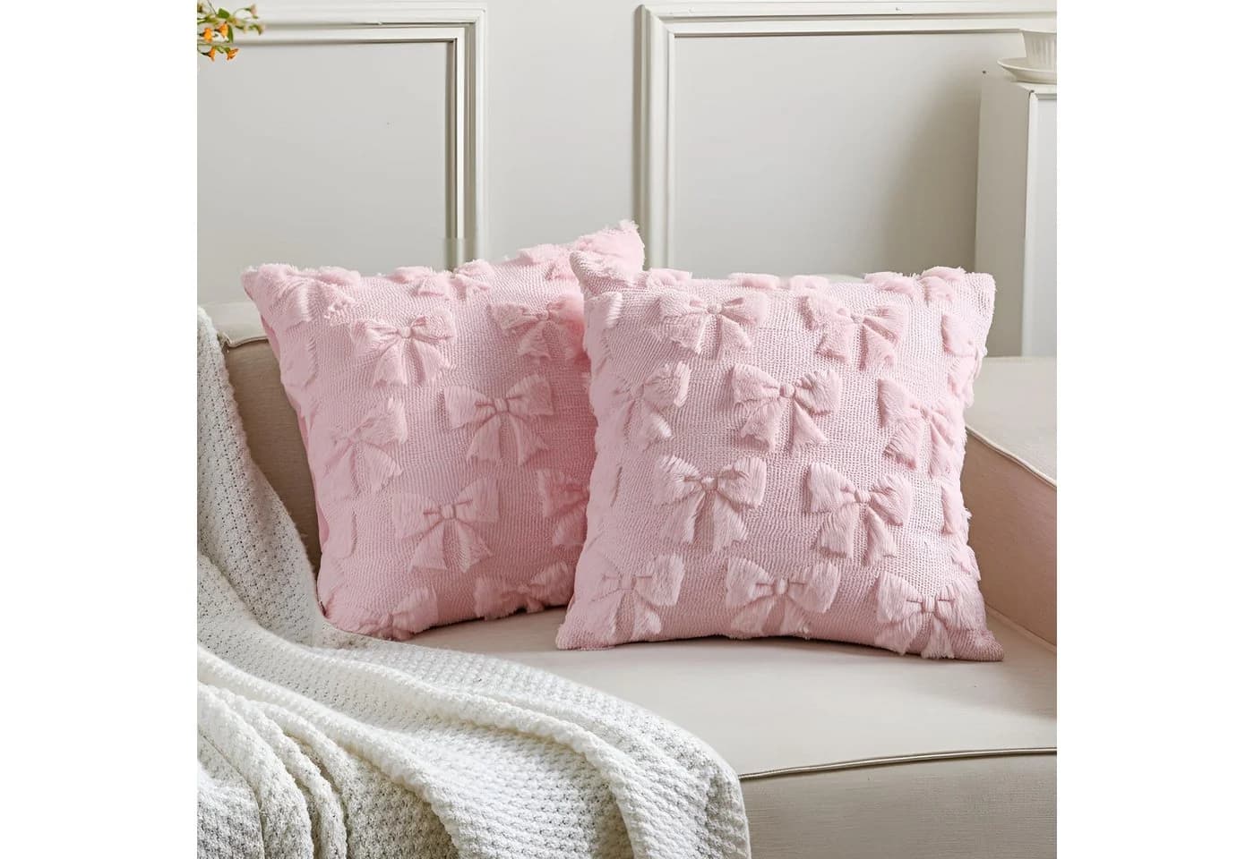 CLTYQ Kissenbezug Rosa mit Schleife 45x45 cm