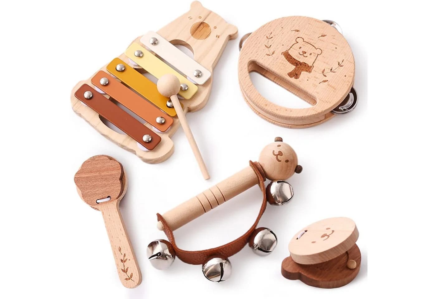 Lzbargon Musikinstrumenten-Set Bär mit Xylophon & Tamburin - Bild 2