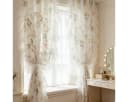 Diwzbyn Vorhang Kamelien-Blumenmuster Transparente Gardine mit Rüschenvolant Bild 1