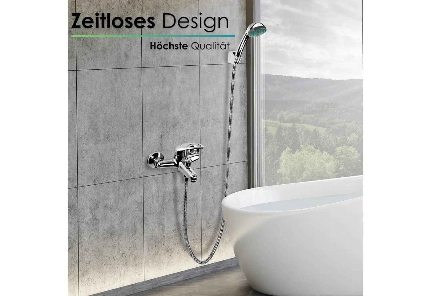 Zilan Badarmatur ZLN-7710 Edelstahl DIN-Anschluss inkl. Handbrause & Brauseschlauch