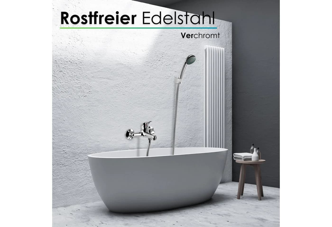 Zilan Badarmatur ZLN-7710 Edelstahl DIN-Anschluss inkl. Handbrause & Brauseschlauch - Bild 3