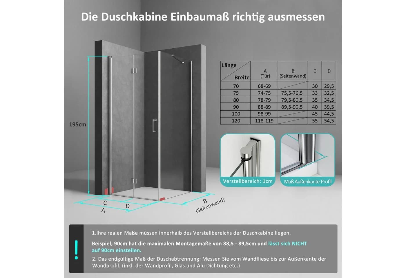 Boromal Eckdusche mit Drehfalttür und Seitenwand, ESG Glas, Nano-Beschichtung - Bild 4
