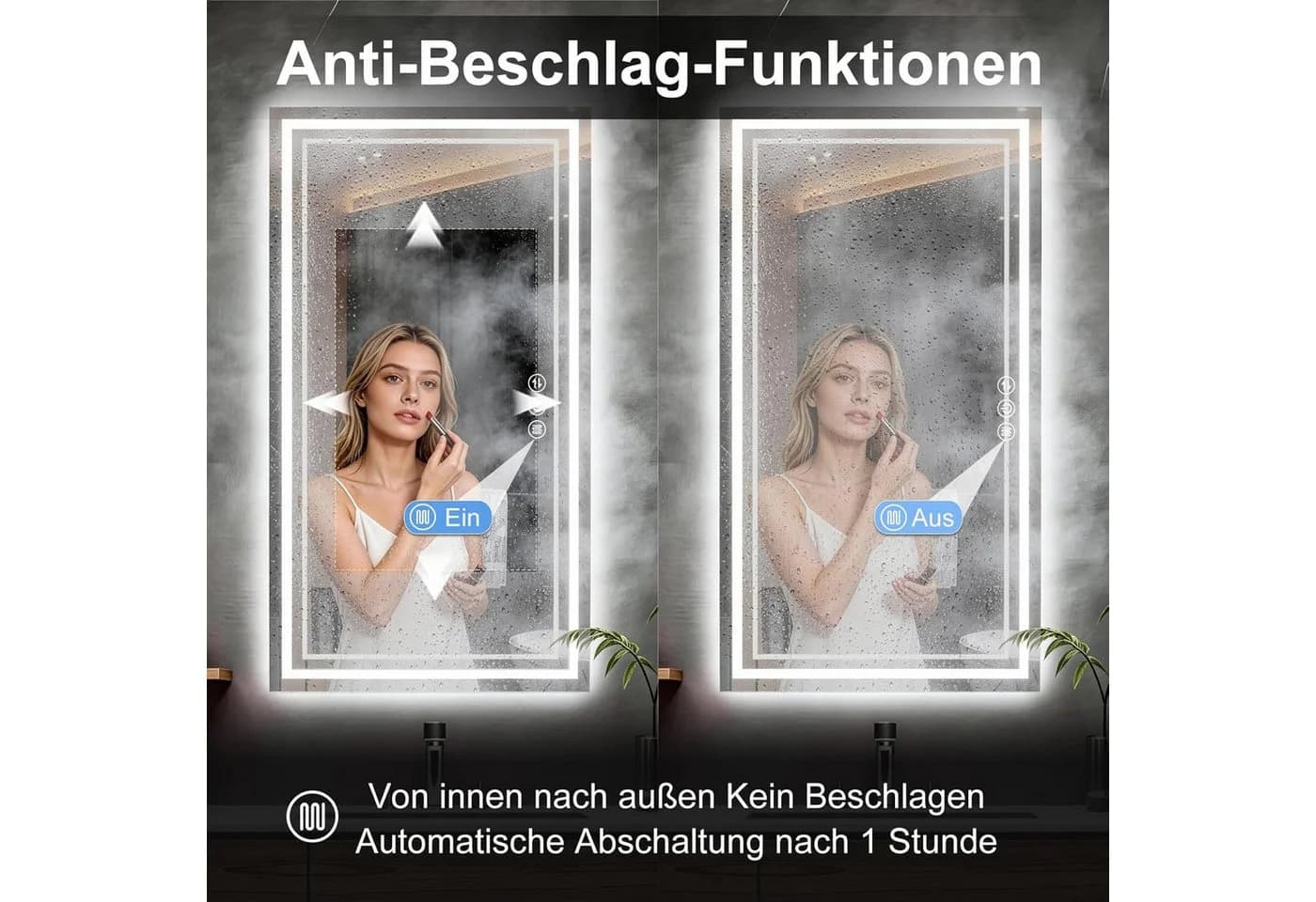 JDONG Badspiegel mit LED-Beleuchtung, Dimmbar, Antibeschlag - Bild 5