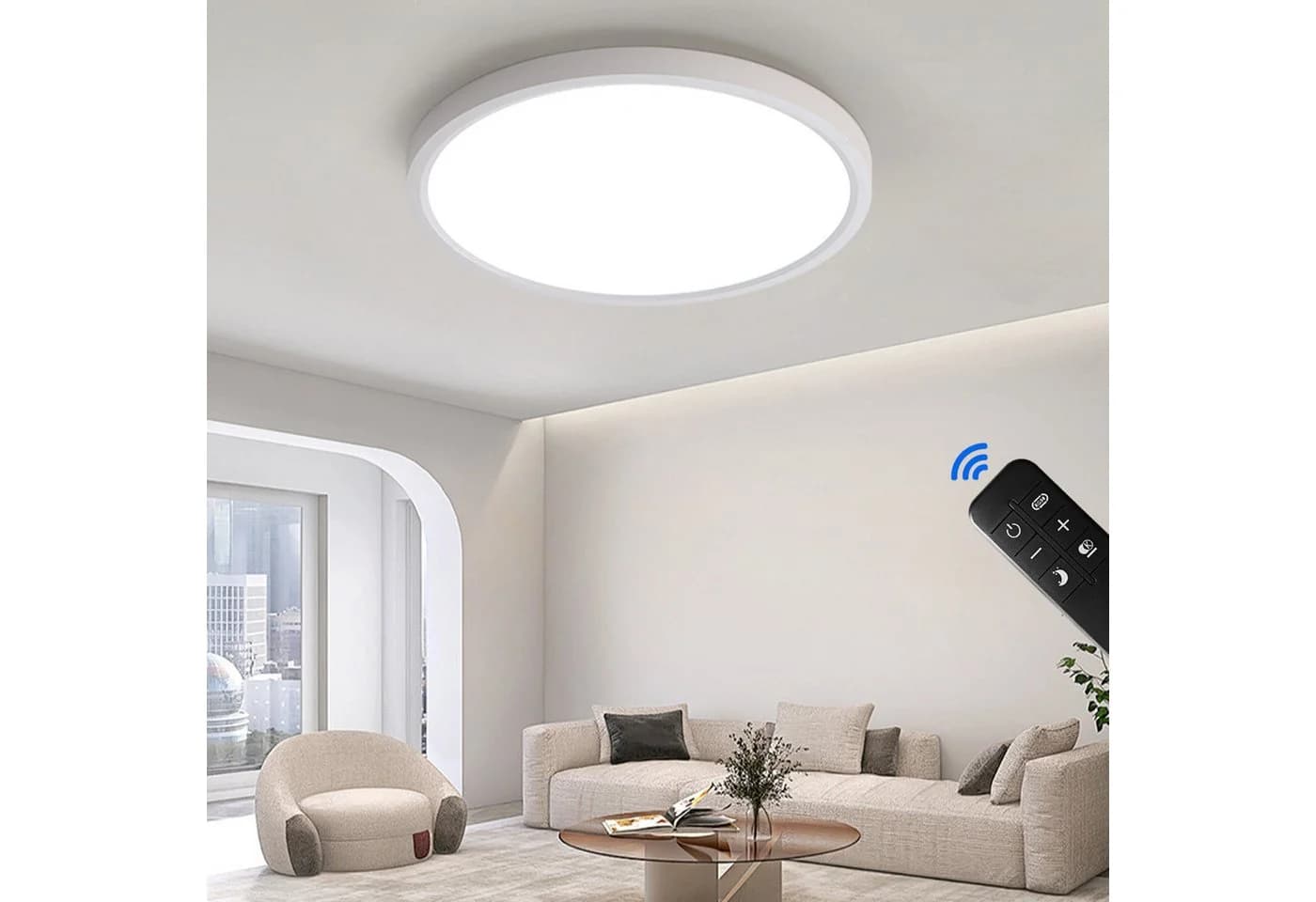 JDONG LED Deckenleuchte Ultra Dünn Dimmbar Weiß Schwarz Fernbedienung - Bild 2