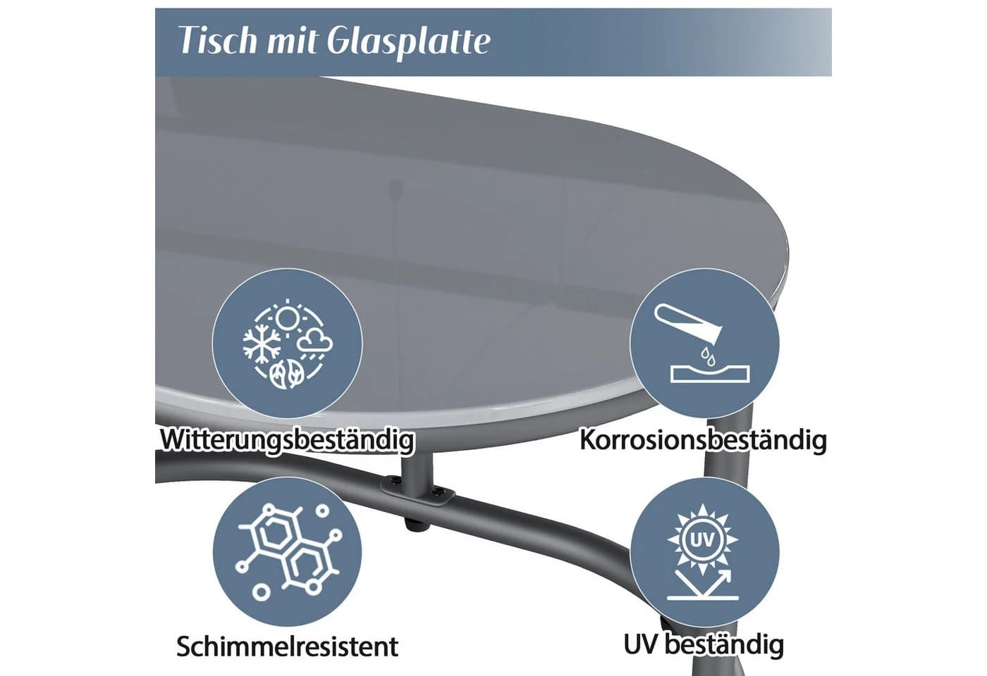 i@home Gartenlounge-Set 6-Sitzer Ecksofa Verzinktes Eisen Glastischplatte - Bild 5