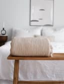 Sandiik Bio-Musselin Wohndecke Graubeige 4-lagig 100% Biobaumwolle Bild 5