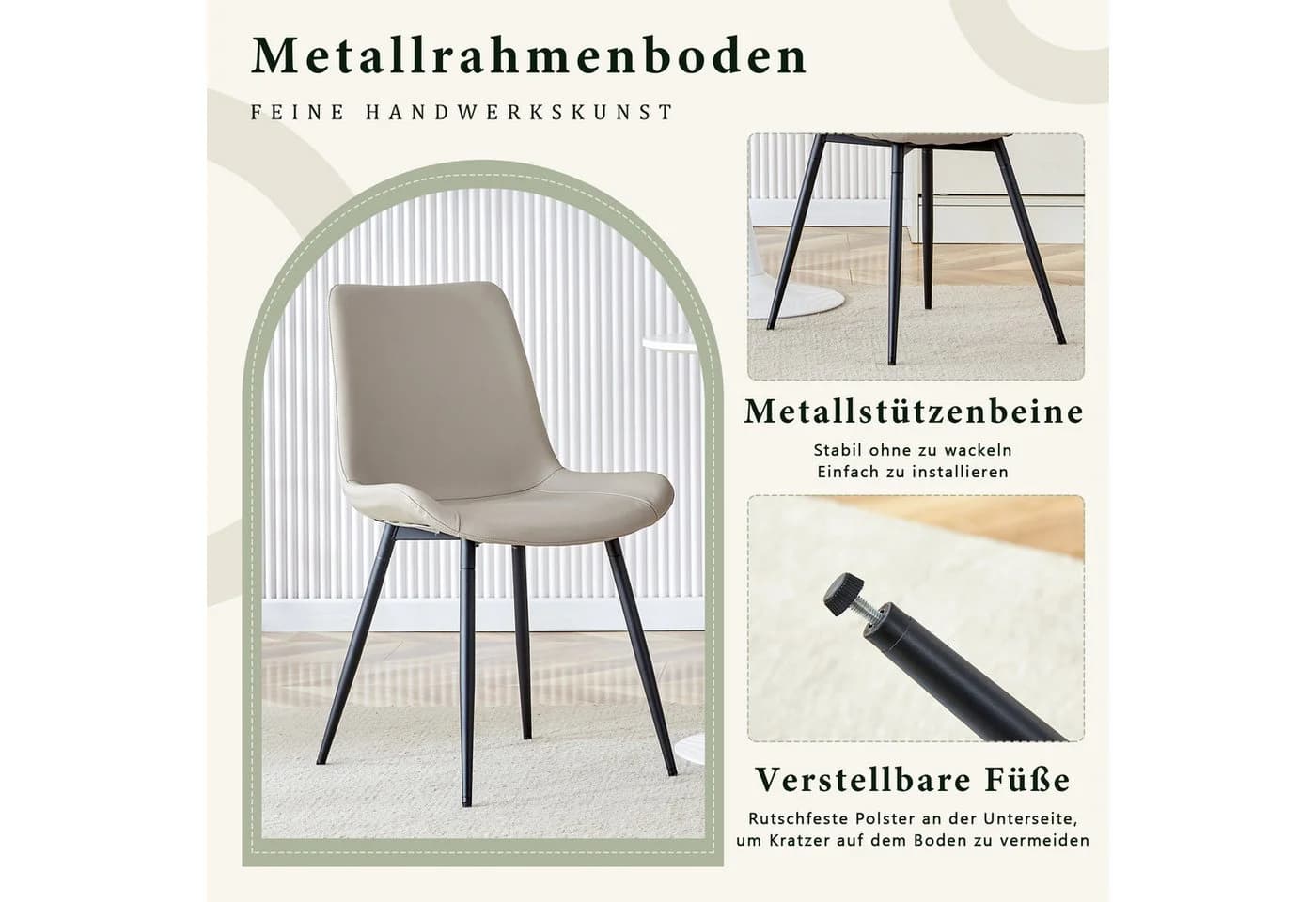 i@home Esszimmerstuhl 4er Set Grau Modernes Design - Bild 4
