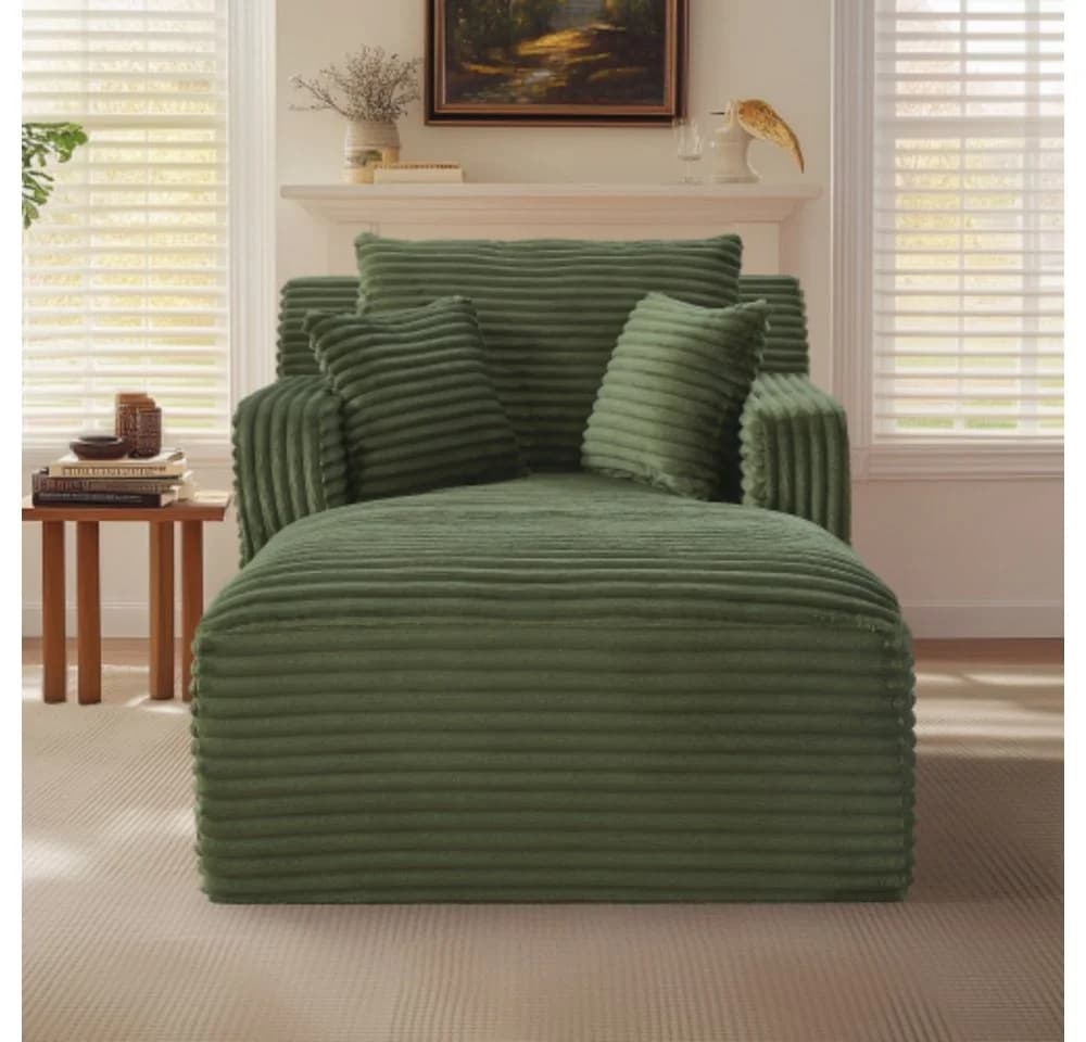 SIKAINI Sofa Modernes Chaiselongue Cord Grün