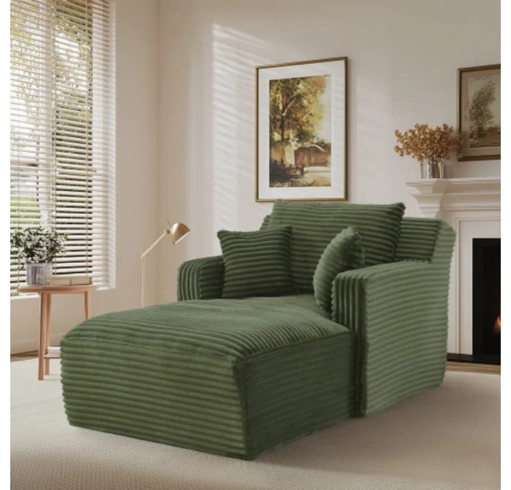 SIKAINI Sofa Modernes Chaiselongue Cord Grün - Bild 3