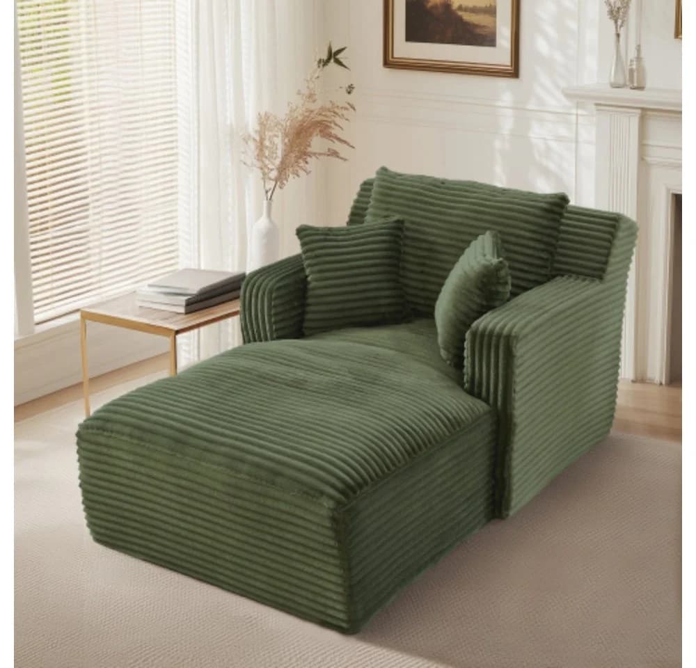 SIKAINI Sofa Modernes Chaiselongue Cord Grün - Bild 4