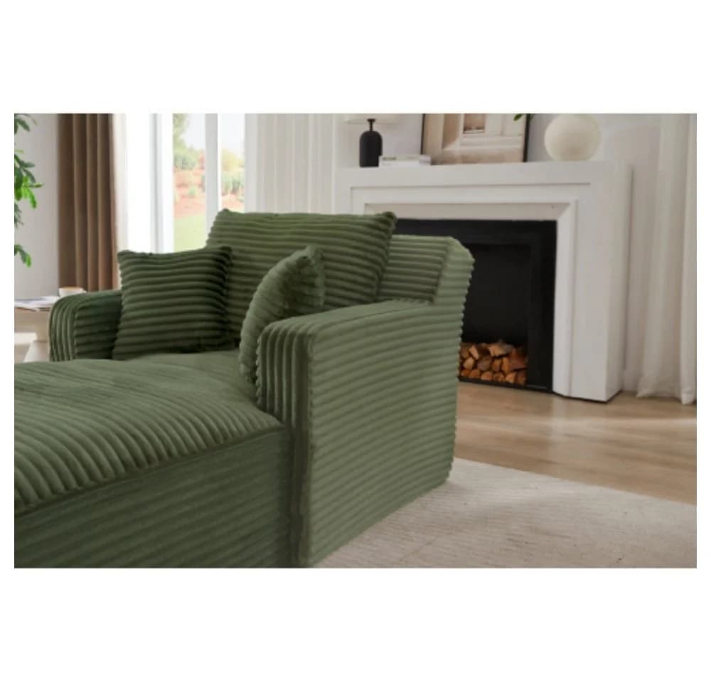 SIKAINI Sofa Modernes Chaiselongue Cord Grün - Bild 5