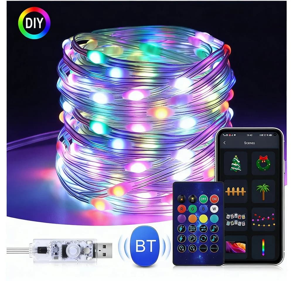 PRIISF LED-Lichterkette Lichtschlauch Programmierbar USB RGB Streifen Xmas - Bild 2