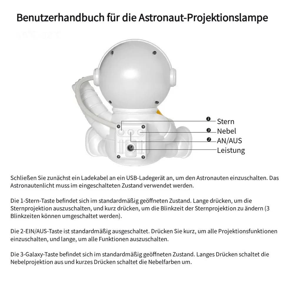PRIISF LED Sternenhimmel Projektor Astronaut mit 360° Drehung - Bild 4