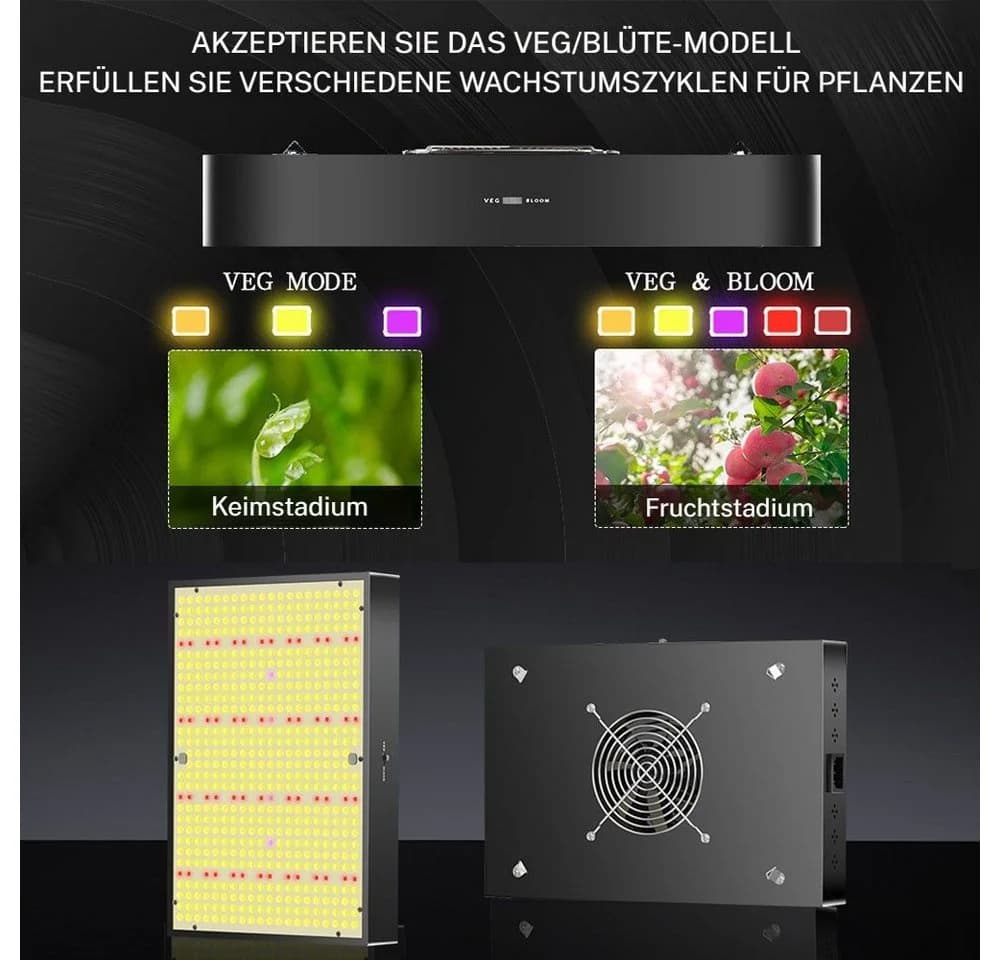QUBEBU Pflanzenlampe 100W Vollspektrum Grow Lampe Dualmodus Indoor - Bild 4
