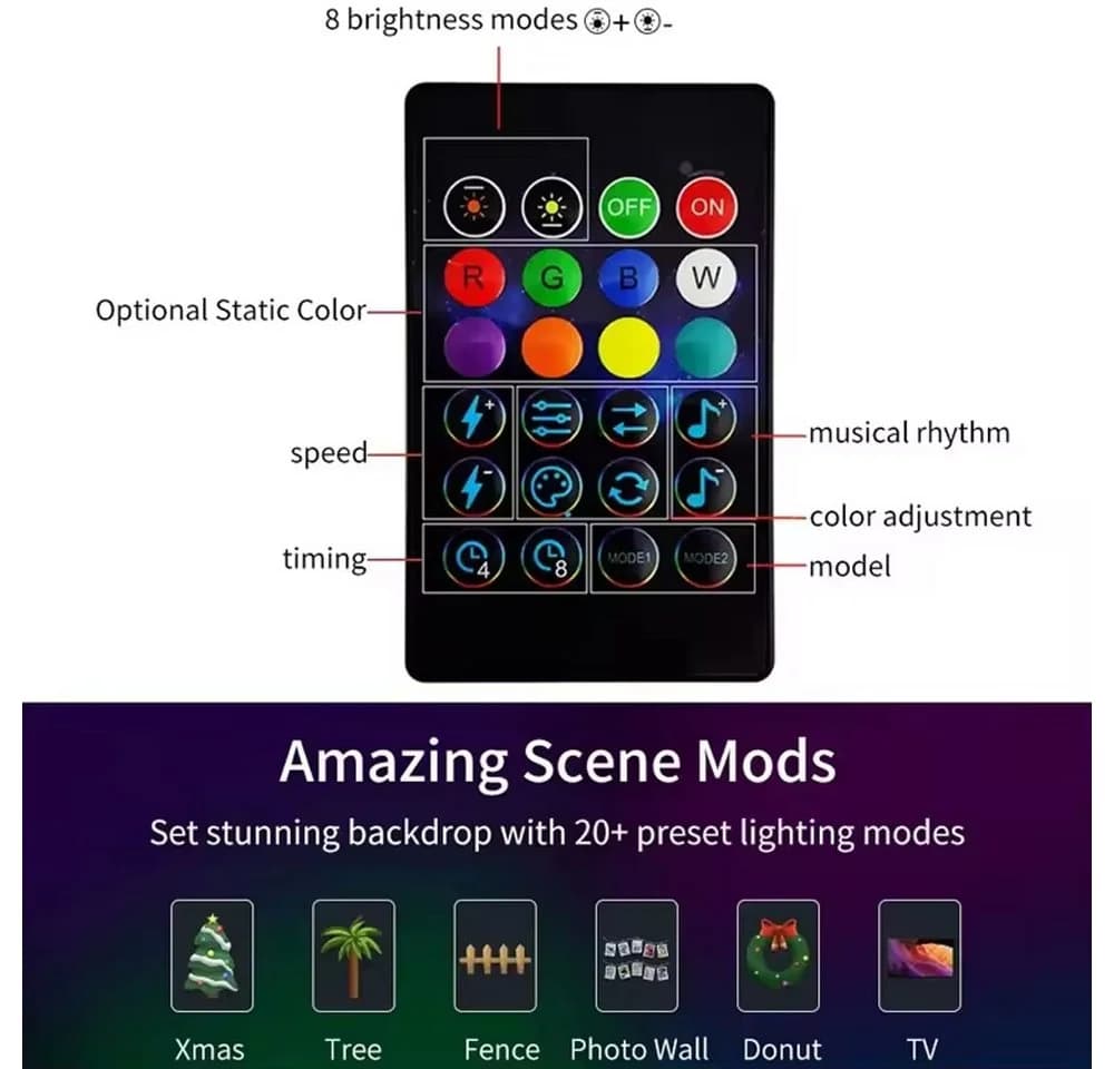 PRIISF LED-Lichterkette RGB Bunt mit App & Fernbedienung - Bild 4