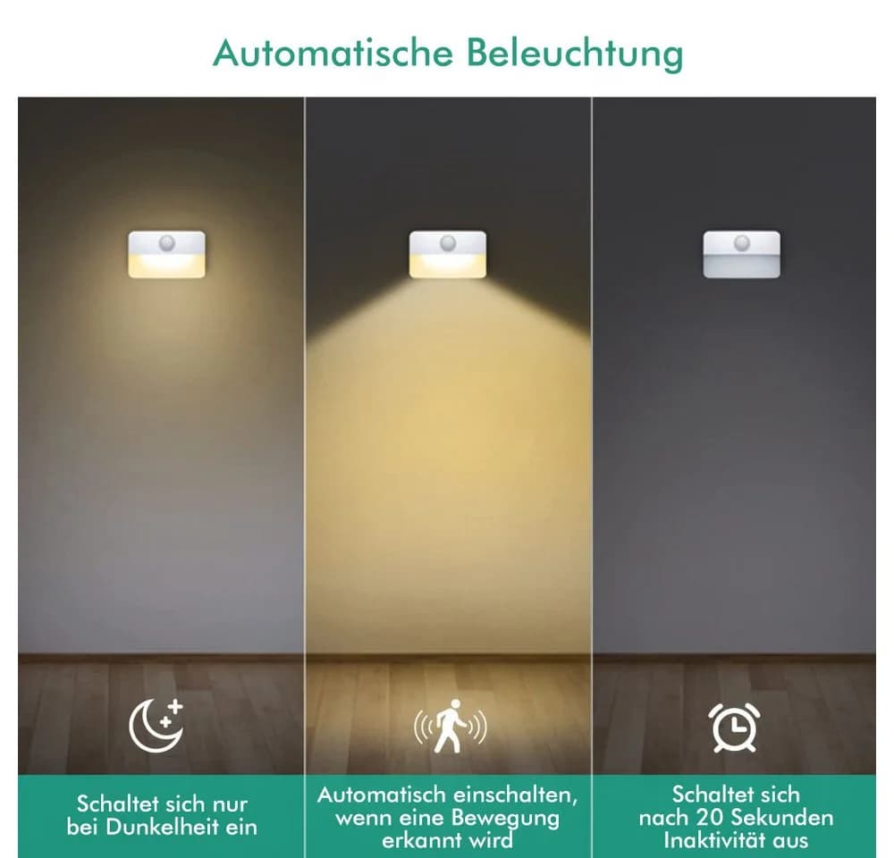 QUBEBU LED Nachtlicht mit Bewegungsmelder Warmweiß Kaltweiß - Bild 5