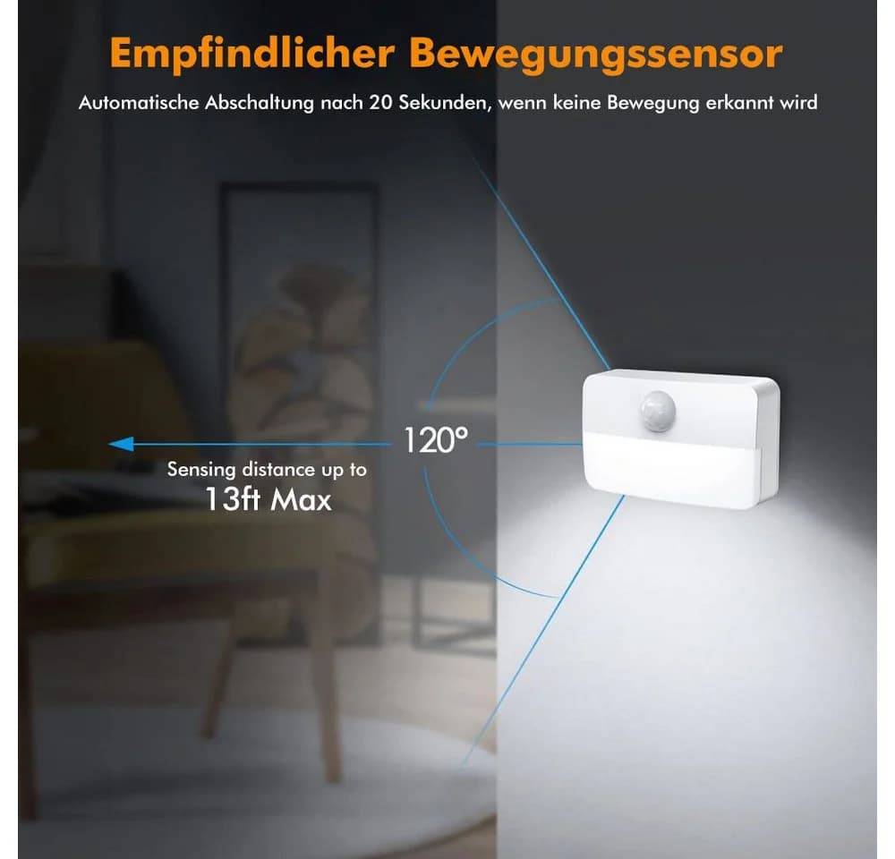 QUBEBU LED Nachtlicht mit Bewegungsmelder Warmweiß/Kaltweiß - Bild 4