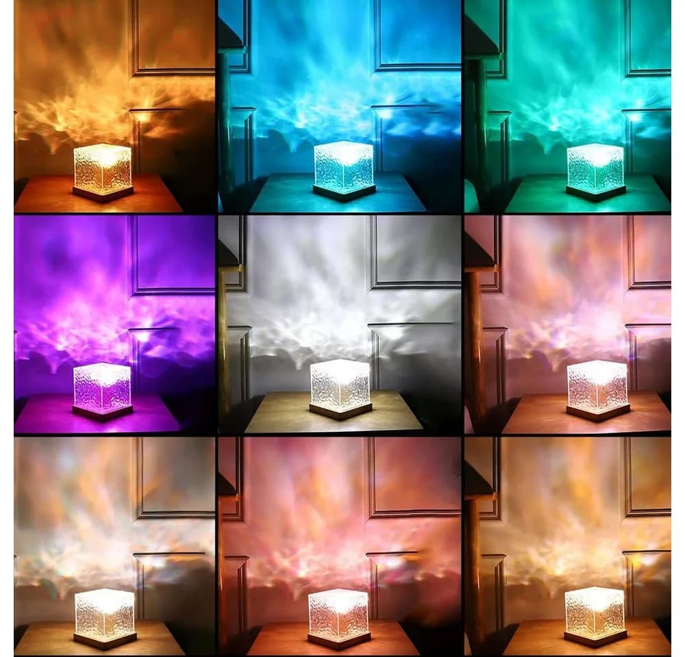 QUBEBU LED Nachtlicht Wasserwellen Lampe mit 16 Farben und Fernbedienung - Bild 3