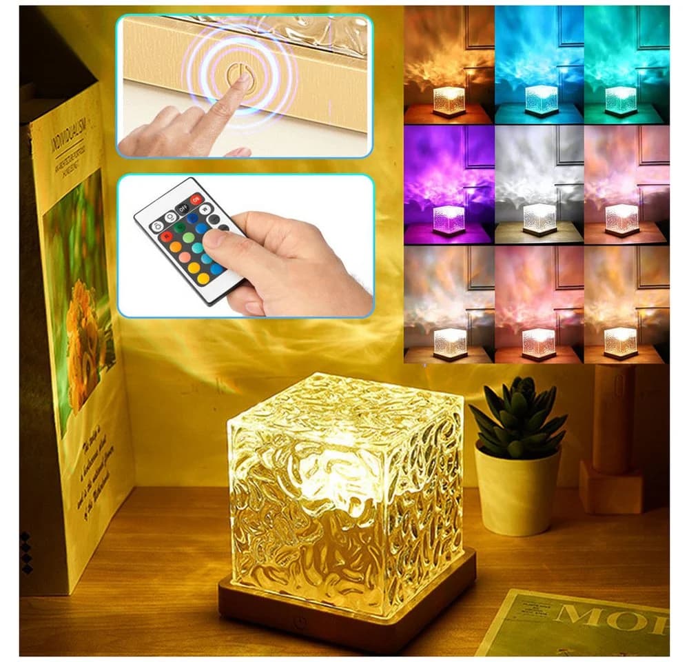 QUBEBU LED Nachtlicht Wasserwellen Lampe mit 16 Farben und Fernbedienung - Bild 5