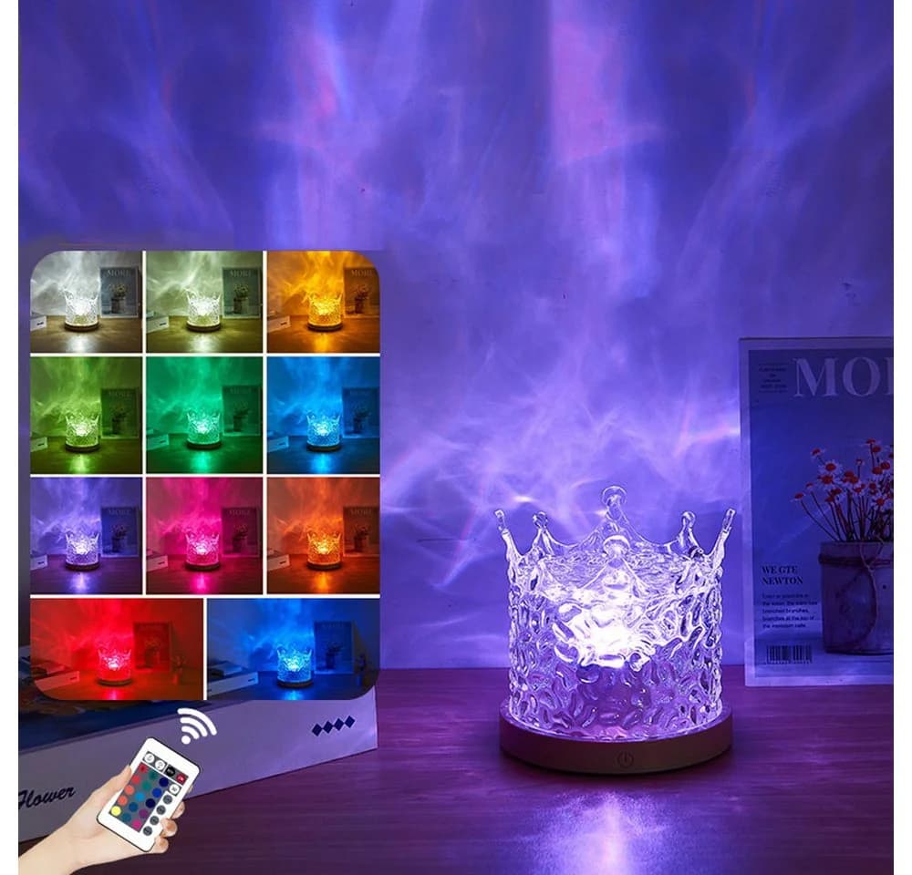 QUBEBU LED Nachtlicht Wasserwellen Lampe RGB 16 Farben mit Fernbedienung - Bild 3