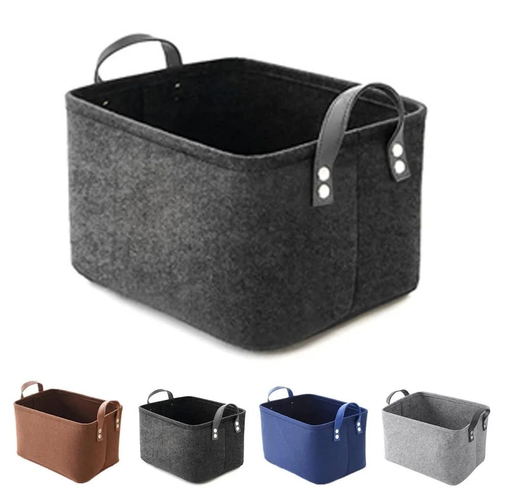 QUBEBU Aufbewahrungsbox Filz Blau/Braun/Hellgrau/Dunkelgrau - Bild 2
