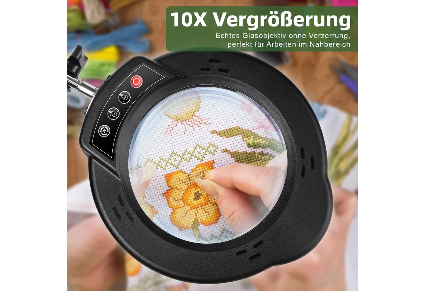 QUBEBU LED Schreibtischlampe Dimmbar 10x Lupenleuchte Schwarz - Bild 3