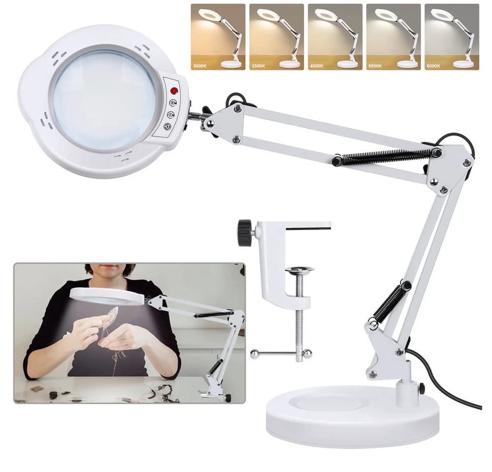 QUBEBU LED Schreibtischlampe Dimmbar 10x Lupenleuchte Weiß - Bild 2