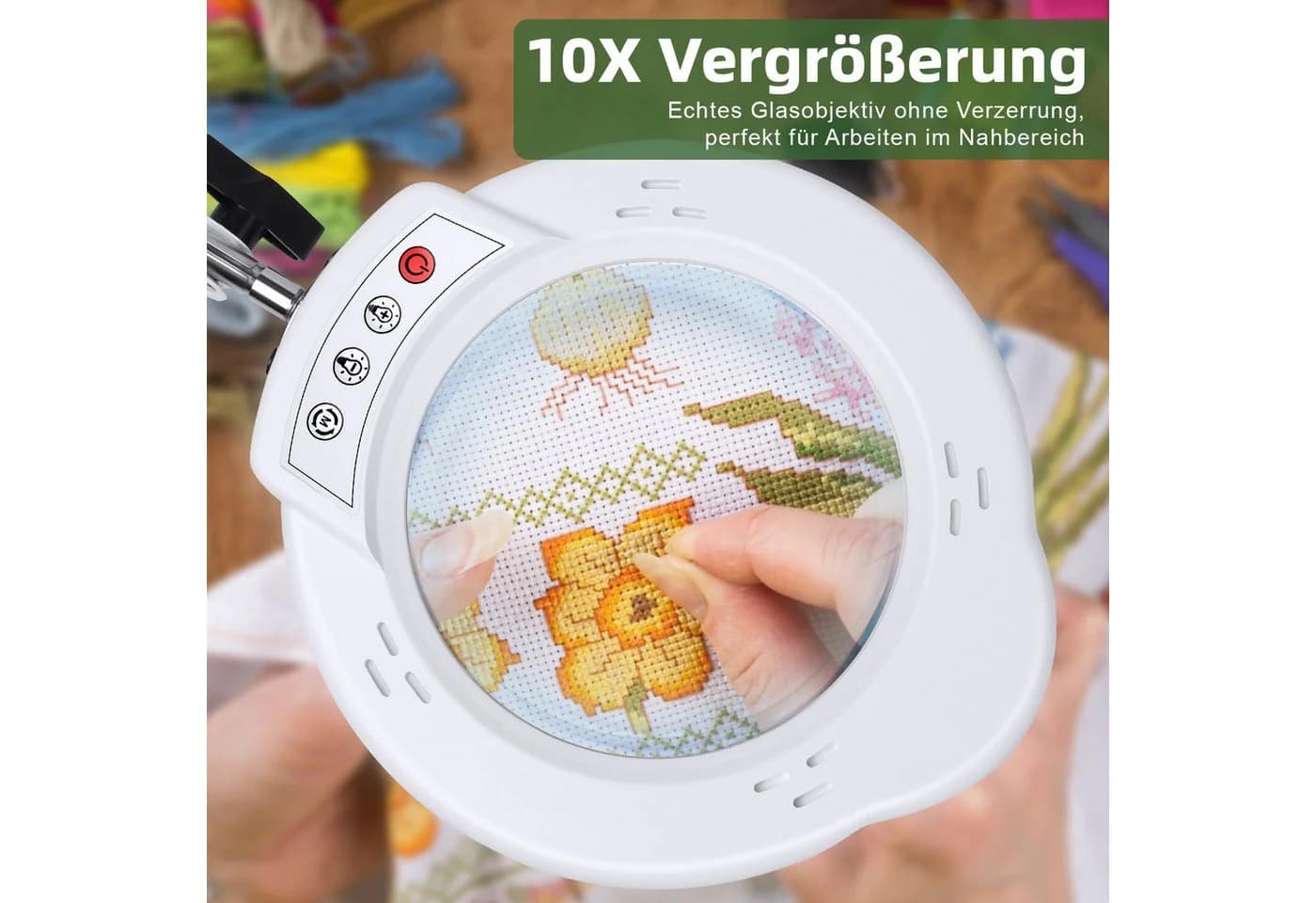 QUBEBU LED Schreibtischlampe Dimmbar 10x Lupenleuchte Weiß - Bild 3