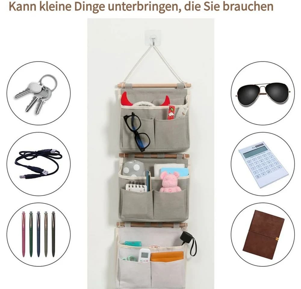 PRIISF Hängeorganizer Aufbewahrungstasche Faltbar Weiß Schwarz Grau - Bild 5