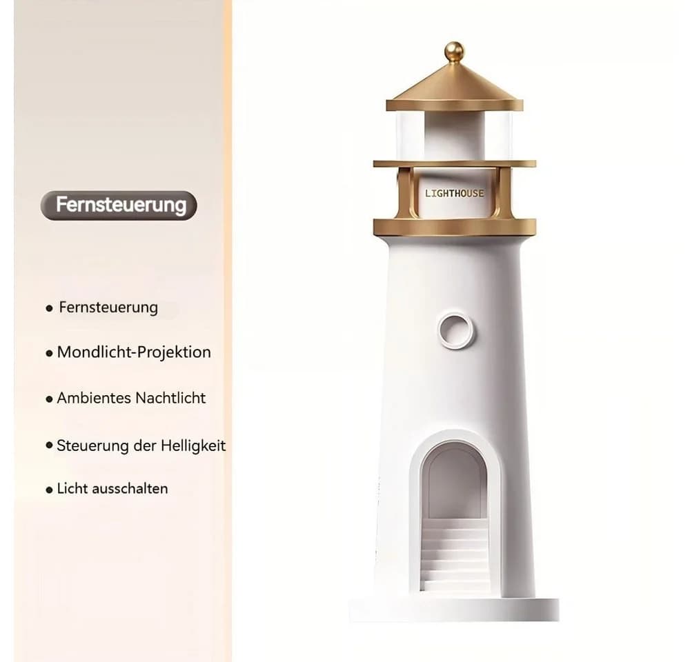 QUBEBU LED Leuchtturm Lampe mit Mondprojektion und Bluetooth