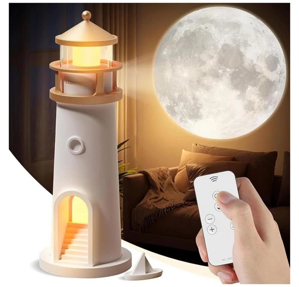 QUBEBU LED Leuchtturm Lampe mit Mondprojektion und Bluetooth - Bild 2