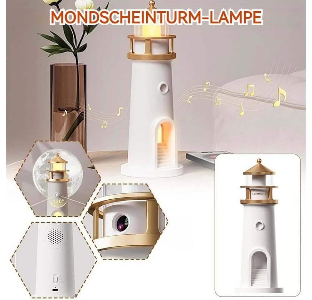 QUBEBU LED Leuchtturm Lampe mit Mondprojektion und Bluetooth - Bild 3