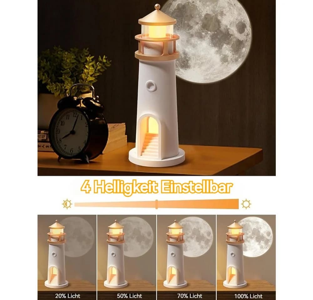 QUBEBU LED Leuchtturm Lampe mit Mondprojektion und Bluetooth - Bild 5