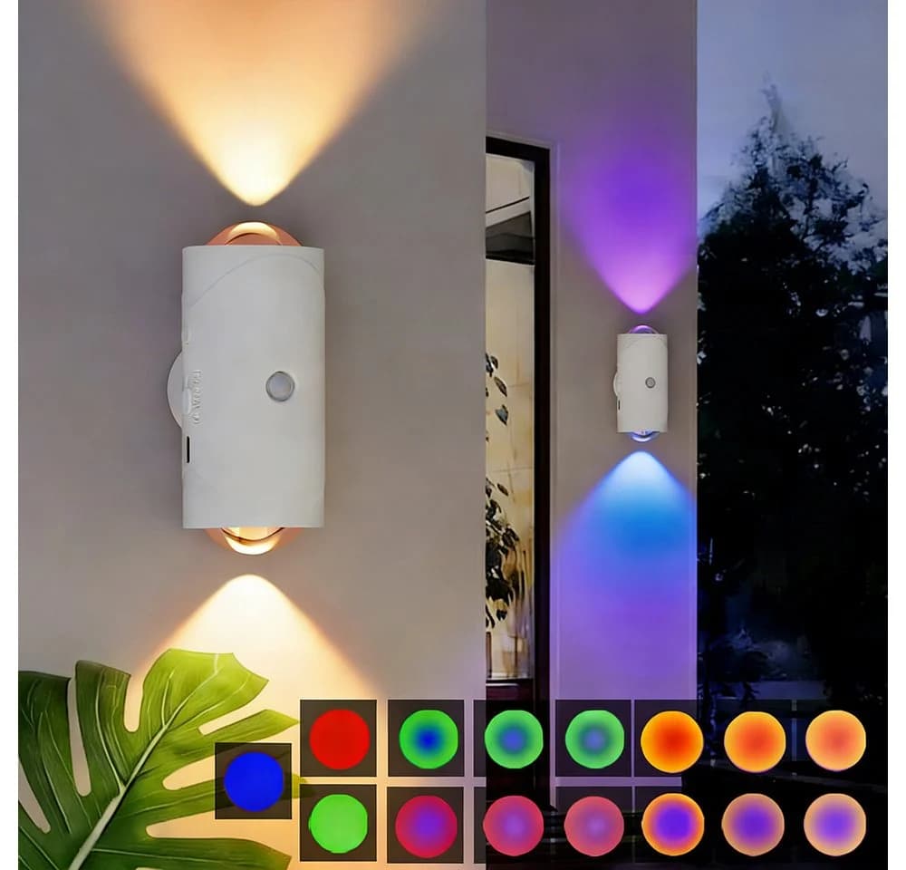 PRIISF LED Würfel Wandleuchte mit Bewegungsmelder RGB Weiß USB - Bild 3