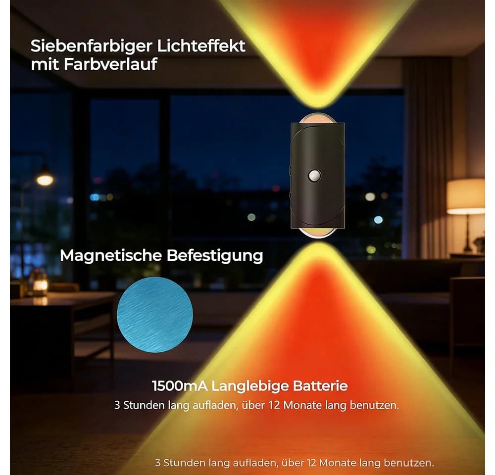 PRIISF LED Würfel Wandleuchte Schwarz Bewegungsmelder USB-C - Bild 5