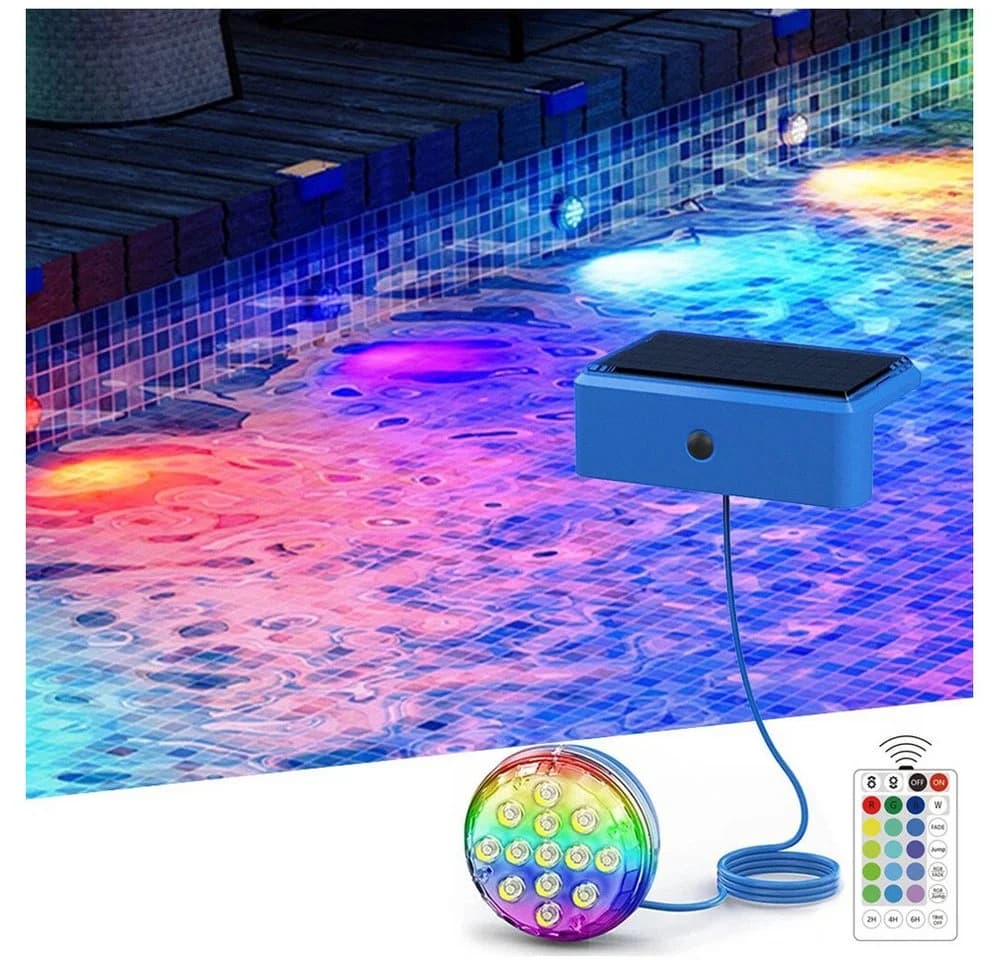 QUBEBU Solar LED Pool-Lampe RGB Unterwasserlicht mit Fernbedienung - Bild 2