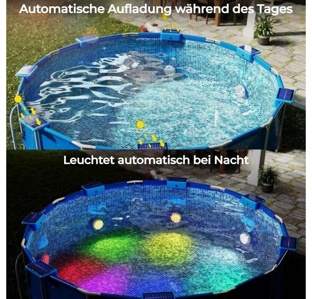 QUBEBU Solar LED Pool-Lampe RGB Unterwasserlicht mit Fernbedienung - Bild 3