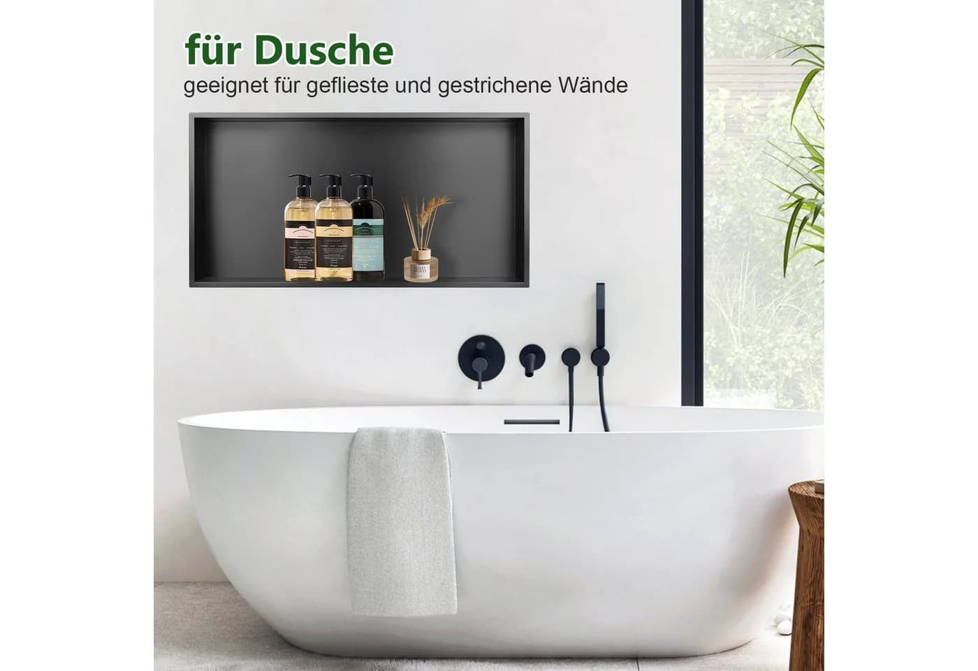 PRIISF Duschnische Edelstahl Schwarz Unterputz 60x30x10 cm - Bild 5