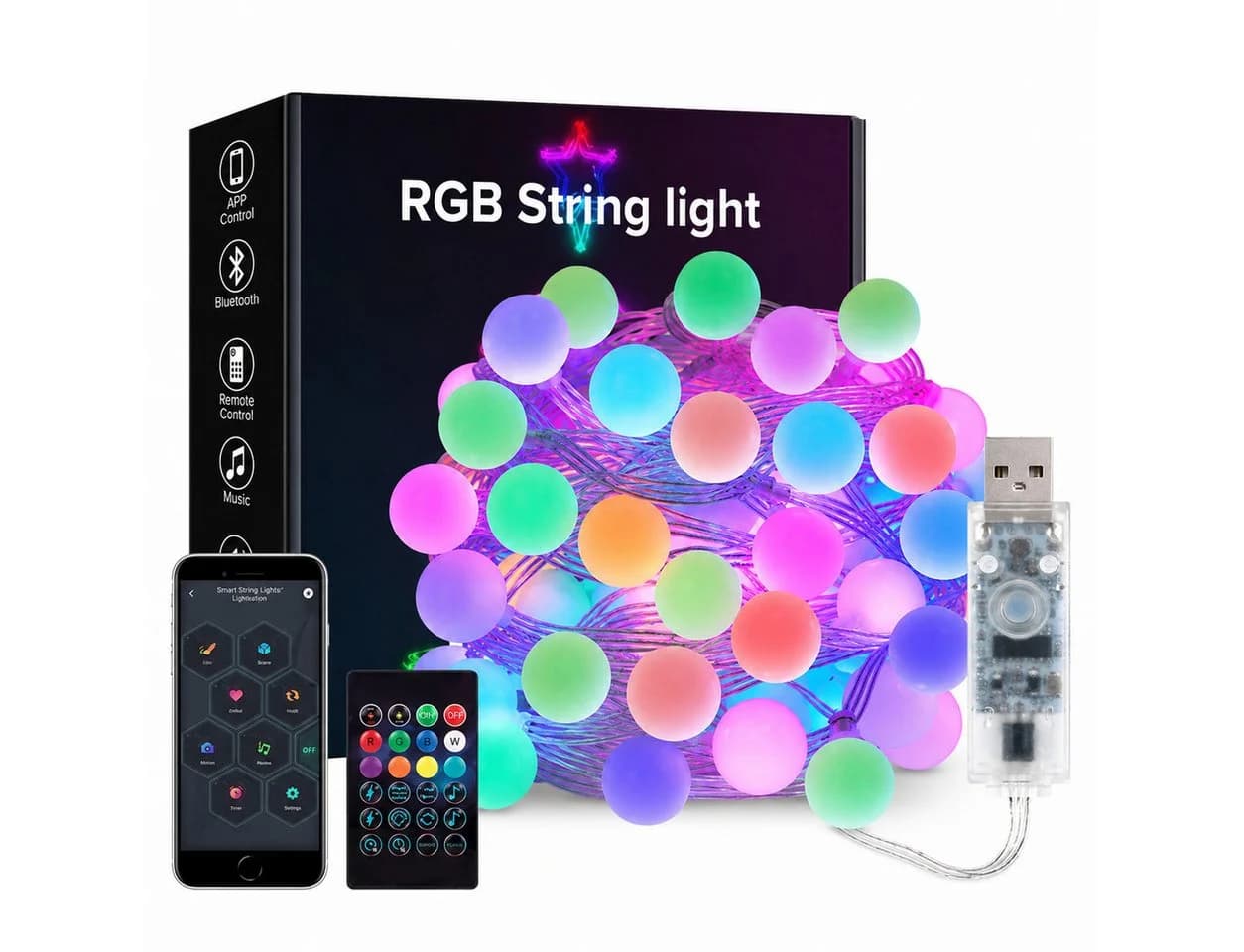 PRIISF Smart LED Lichterkette RGB mit App-Steuerung & Fernbedienung - Bild 2